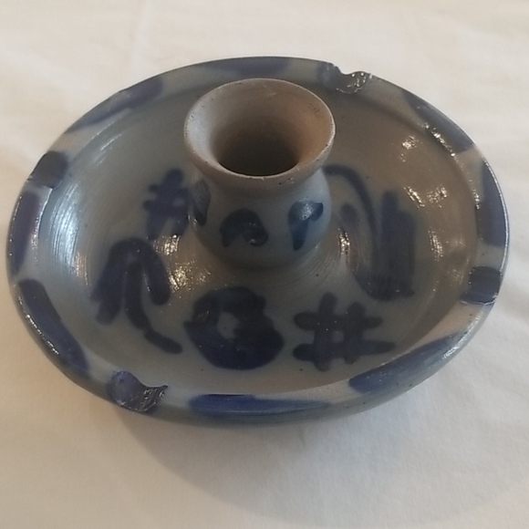 GERMAN Delph Blue Candle Holder and Ash Tray - Picture 3 of 8